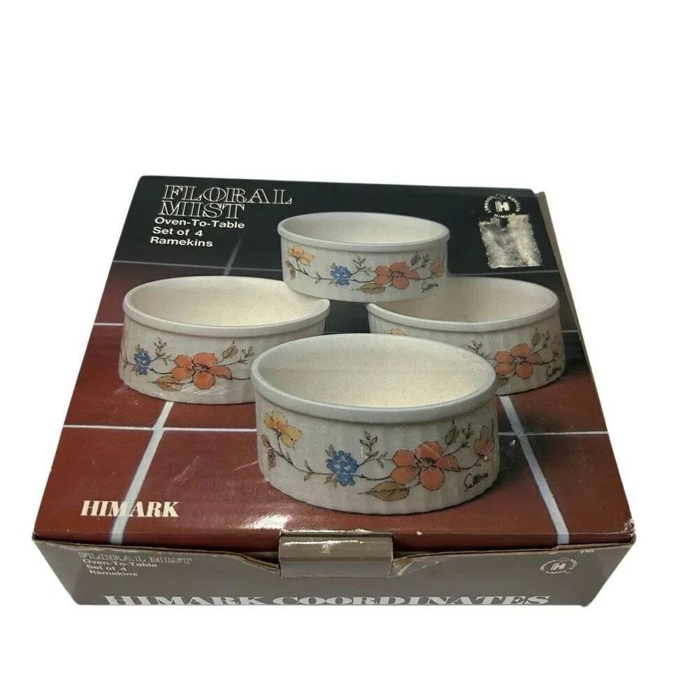 Vintage Himark Floral Mist 4 Ramekin Set NIB